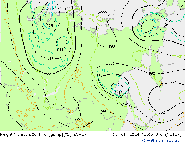 Yükseklik/Sıc. 500 hPa ECMWF Per 06.06.2024 12 UTC