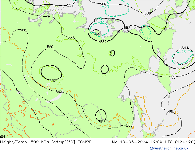 Z500/Yağmur (+YB)/Z850 ECMWF Pzt 10.06.2024 12 UTC