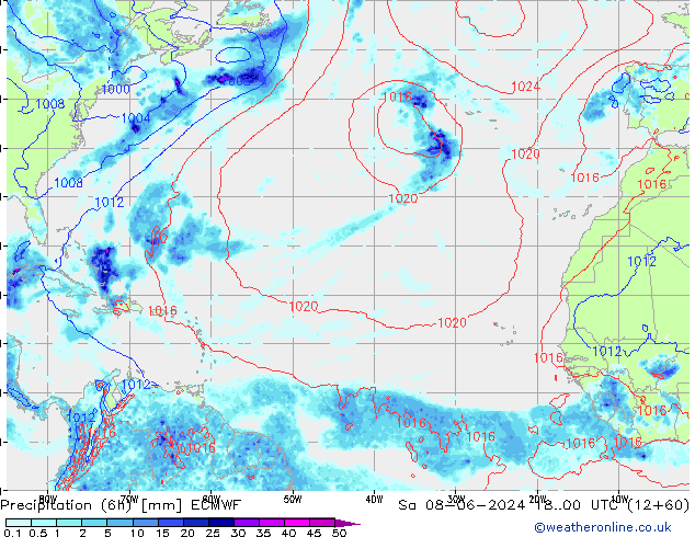 Z500/Rain (+SLP)/Z850 ECMWF sam 08.06.2024 00 UTC