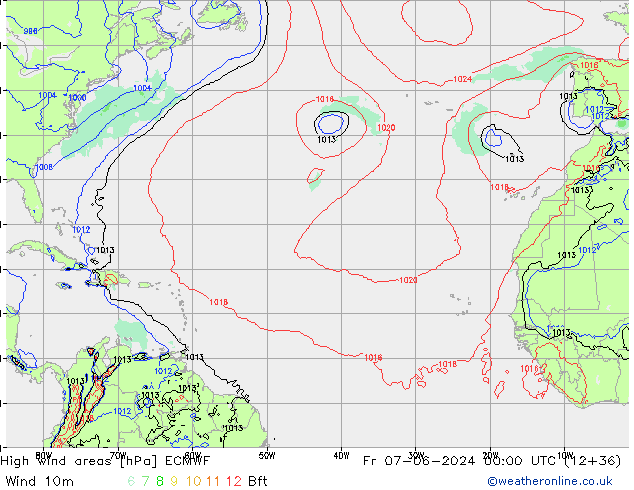 High wind areas ECMWF Fr 07.06.2024 00 UTC