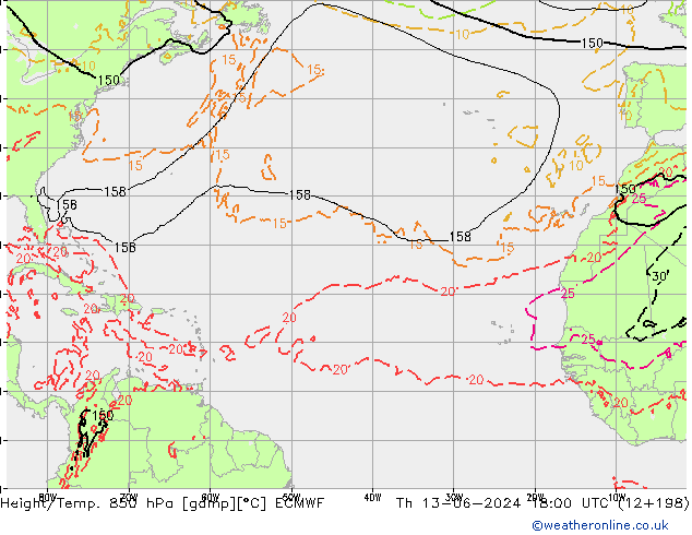 Height/Temp. 850 hPa ECMWF  13.06.2024 18 UTC