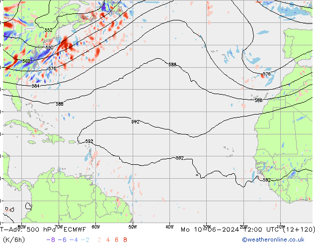 T-Adv. 500 hPa ECMWF Pzt 10.06.2024 12 UTC