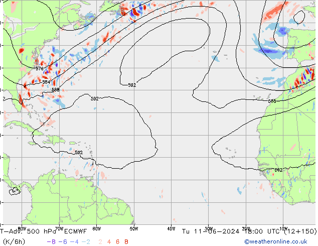 T-Adv. 500 hPa ECMWF Sa 11.06.2024 18 UTC