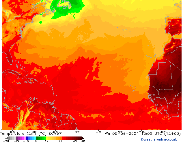 Sıcaklık Haritası (2m) ECMWF Çar 05.06.2024 15 UTC