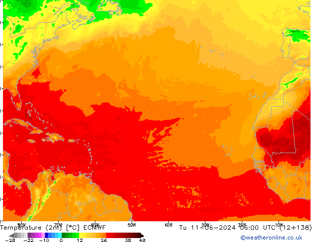 Temperatura (2m) ECMWF Ter 11.06.2024 06 UTC