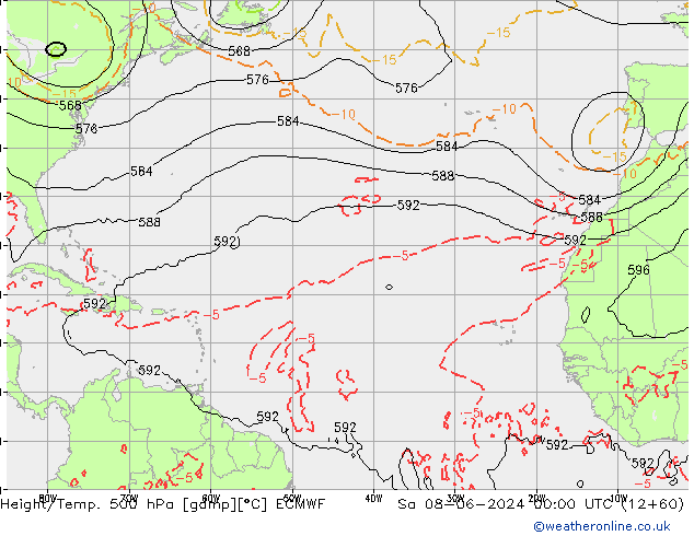 Z500/Rain (+SLP)/Z850 ECMWF sam 08.06.2024 00 UTC