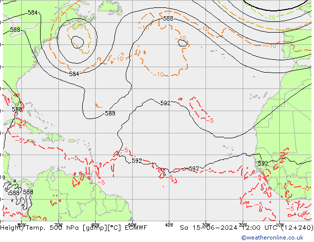 Yükseklik/Sıc. 500 hPa ECMWF Cts 15.06.2024 12 UTC