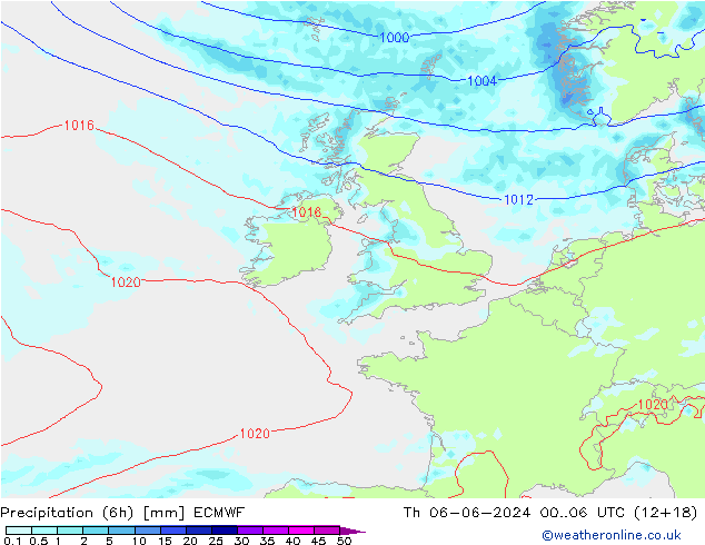 Z500/Rain (+SLP)/Z850 ECMWF jue 06.06.2024 06 UTC