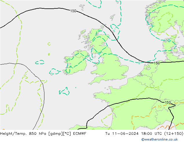 Z500/Rain (+SLP)/Z850 ECMWF вт 11.06.2024 18 UTC