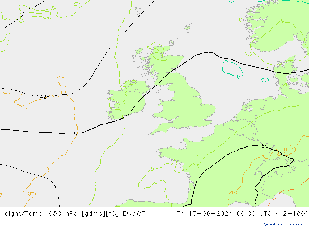 Z500/Rain (+SLP)/Z850 ECMWF Th 13.06.2024 00 UTC