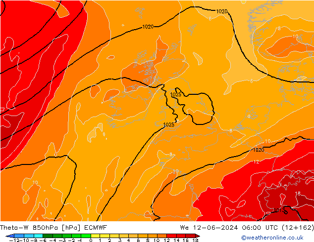 Theta-W 850hPa ECMWF We 12.06.2024 06 UTC