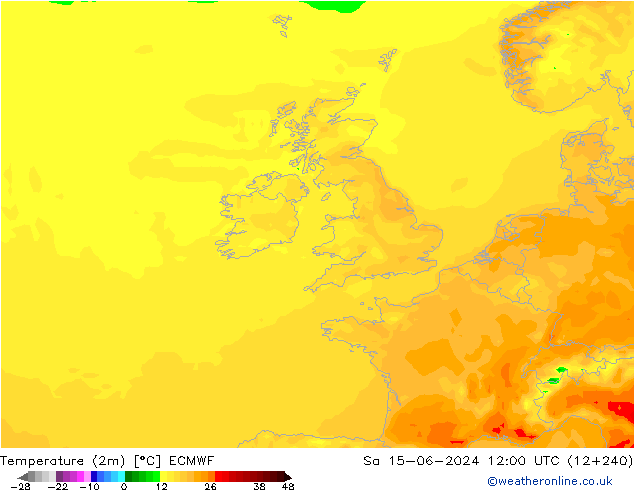 température (2m) ECMWF sam 15.06.2024 12 UTC