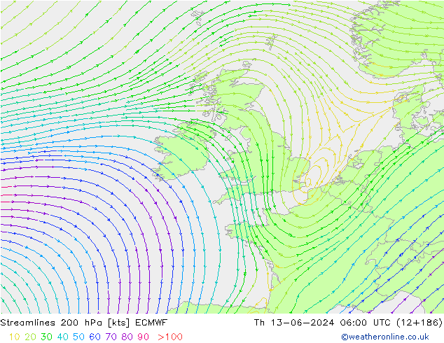 ветер 200 гПа ECMWF чт 13.06.2024 06 UTC