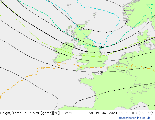 Z500/Rain (+SLP)/Z850 ECMWF sab 08.06.2024 12 UTC