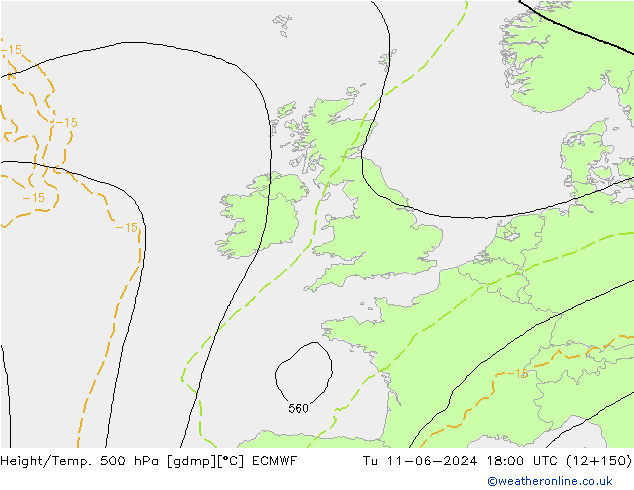 Z500/Rain (+SLP)/Z850 ECMWF вт 11.06.2024 18 UTC