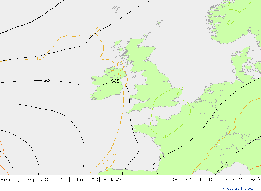 Z500/Rain (+SLP)/Z850 ECMWF Th 13.06.2024 00 UTC