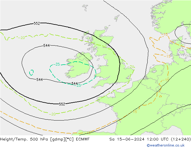 Géop./Temp. 500 hPa ECMWF sam 15.06.2024 12 UTC