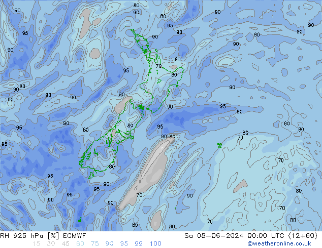 RH 925 hPa ECMWF Sa 08.06.2024 00 UTC