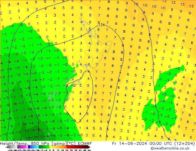 Height/Temp. 850 hPa ECMWF Pá 14.06.2024 00 UTC