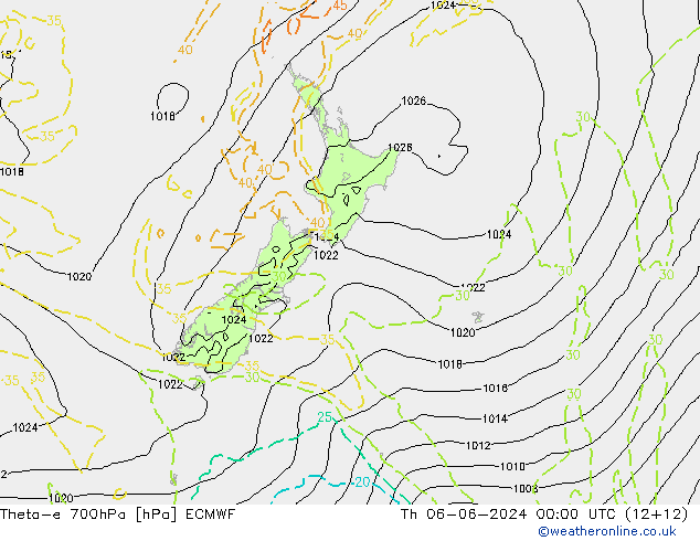 Theta-e 700hPa ECMWF  06.06.2024 00 UTC