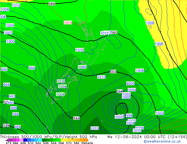 Thck 500-1000hPa ECMWF St 12.06.2024 00 UTC