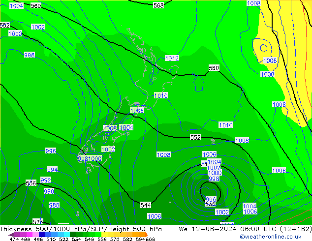 Thck 500-1000hPa ECMWF śro. 12.06.2024 06 UTC