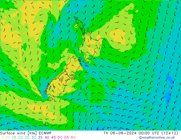 ветер 10 m ECMWF чт 06.06.2024 00 UTC