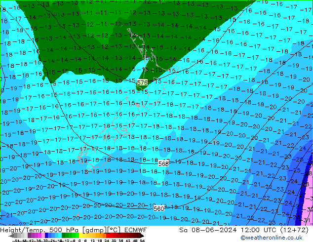 Z500/Regen(+SLP)/Z850 ECMWF za 08.06.2024 12 UTC