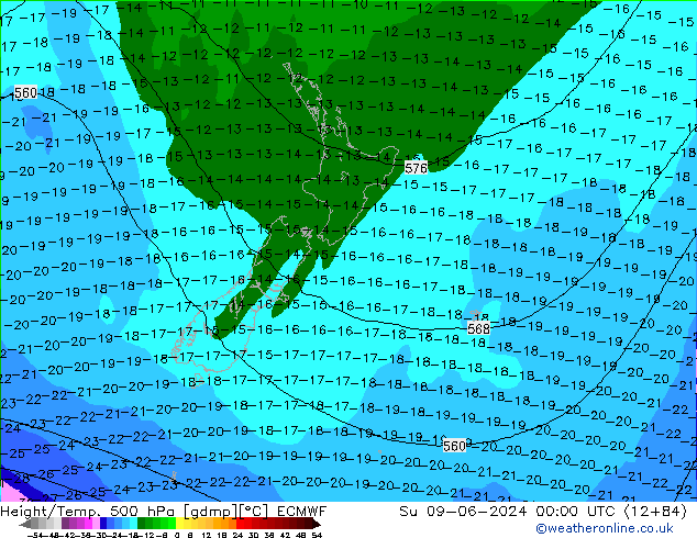 Z500/Rain (+SLP)/Z850 ECMWF dim 09.06.2024 00 UTC