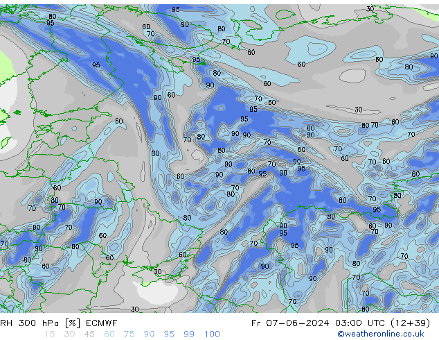 RH 300 hPa ECMWF Fr 07.06.2024 03 UTC