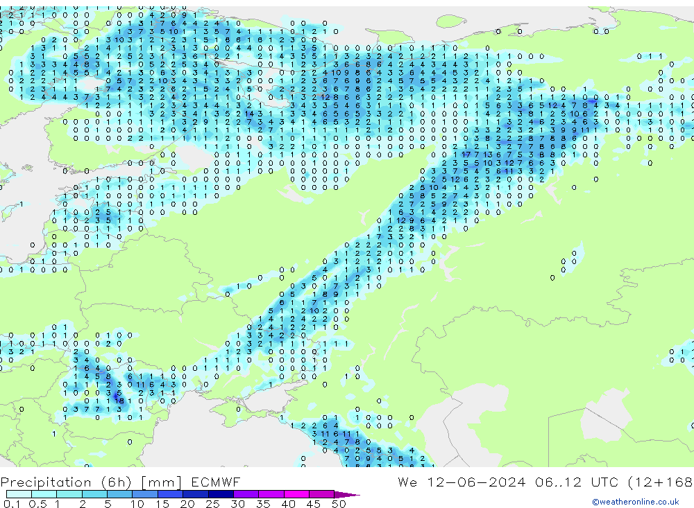 Z500/Rain (+SLP)/Z850 ECMWF Qua 12.06.2024 12 UTC