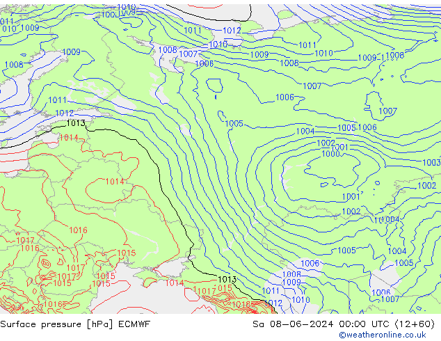 Atmosférický tlak ECMWF So 08.06.2024 00 UTC