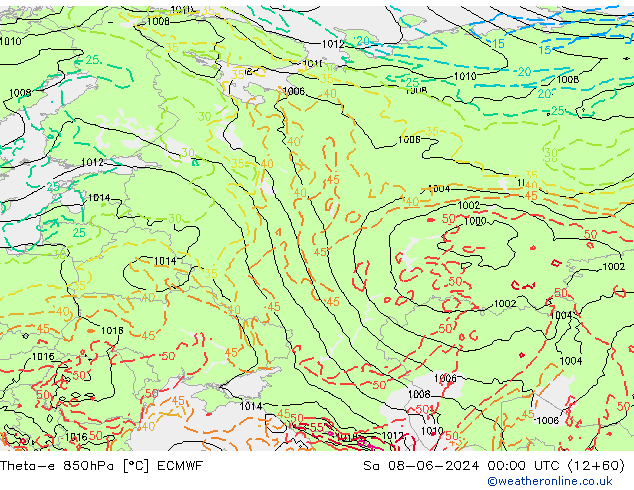 Theta-e 850hPa ECMWF So 08.06.2024 00 UTC