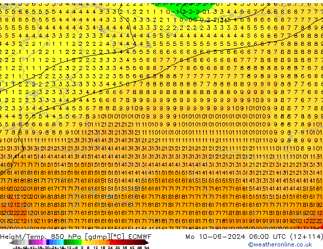 Z500/Rain (+SLP)/Z850 ECMWF Mo 10.06.2024 06 UTC