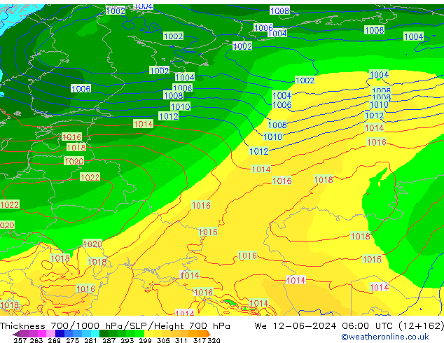 Thck 700-1000 hPa ECMWF We 12.06.2024 06 UTC