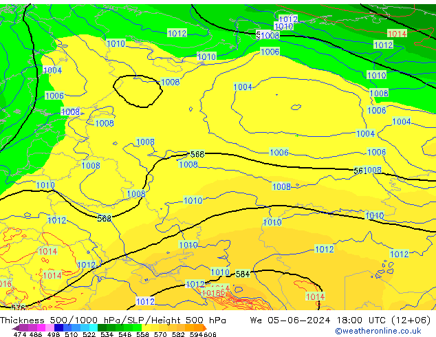 500-1000 hPa Kalınlığı ECMWF Çar 05.06.2024 18 UTC