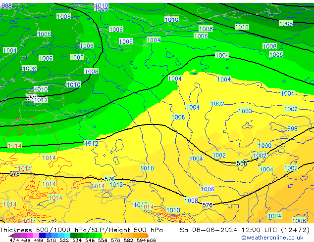 500-1000 hPa Kalınlığı ECMWF Cts 08.06.2024 12 UTC