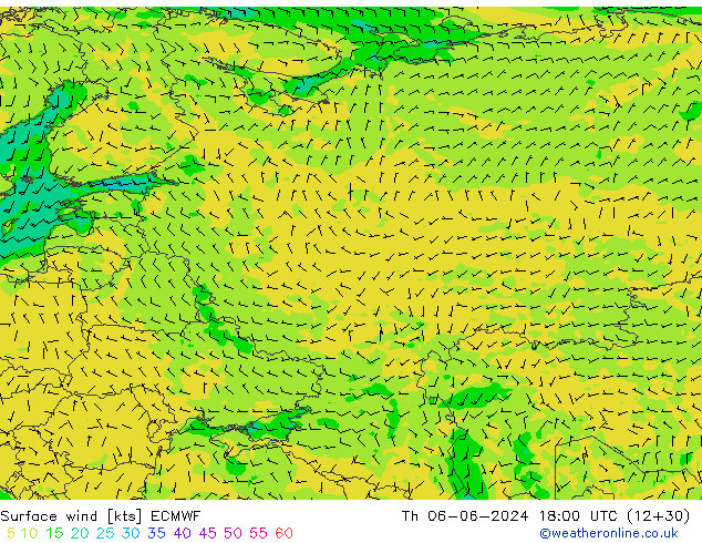 Bodenwind ECMWF Do 06.06.2024 18 UTC