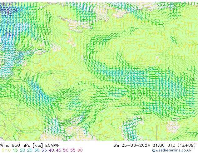 ветер 850 гПа ECMWF ср 05.06.2024 21 UTC