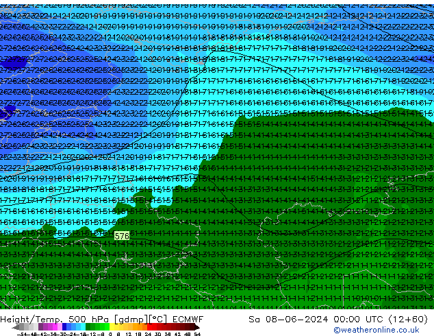Z500/Rain (+SLP)/Z850 ECMWF Sa 08.06.2024 00 UTC