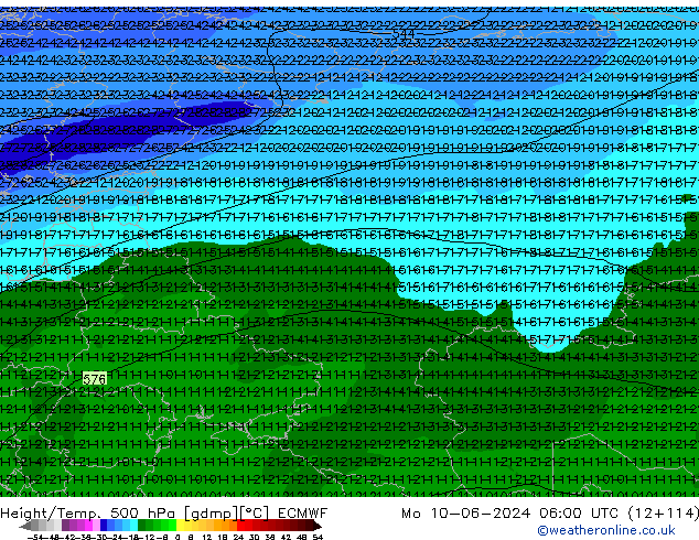 Z500/Rain (+SLP)/Z850 ECMWF Mo 10.06.2024 06 UTC