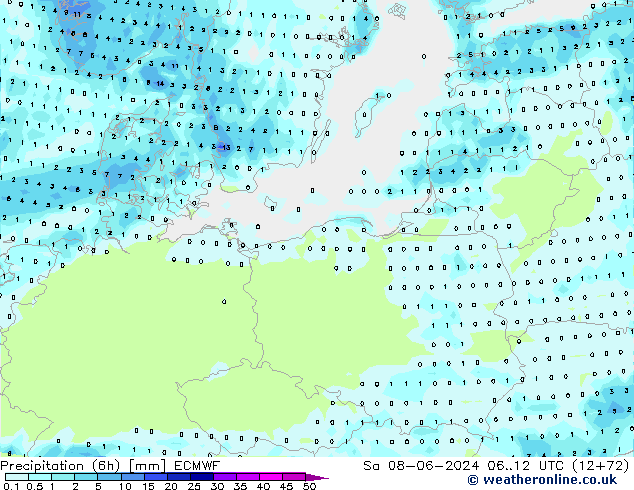 Z500/Rain (+SLP)/Z850 ECMWF Sa 08.06.2024 12 UTC