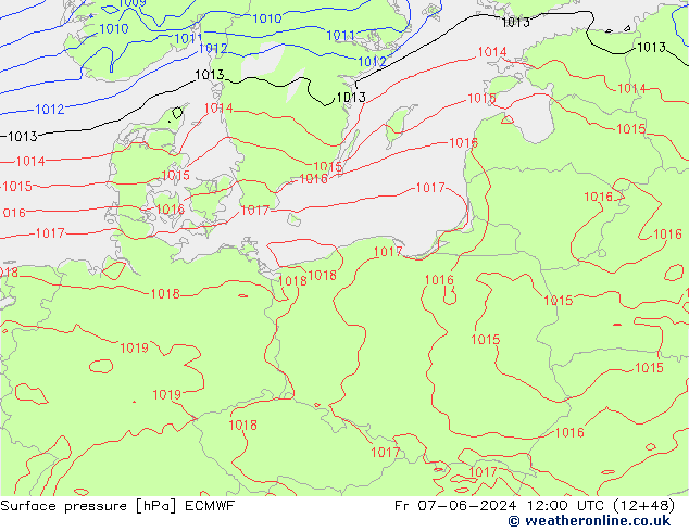 pressão do solo ECMWF Sex 07.06.2024 12 UTC