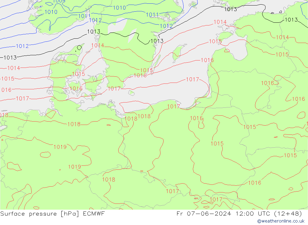 Surface pressure ECMWF Fr 07.06.2024 12 UTC