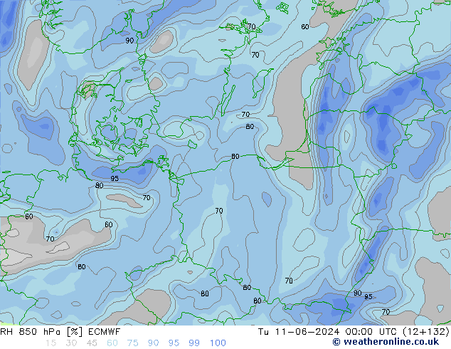 RV 850 hPa ECMWF di 11.06.2024 00 UTC