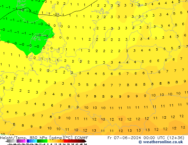 Z500/Yağmur (+YB)/Z850 ECMWF Cu 07.06.2024 00 UTC