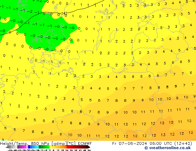 Z500/Rain (+SLP)/Z850 ECMWF ven 07.06.2024 06 UTC