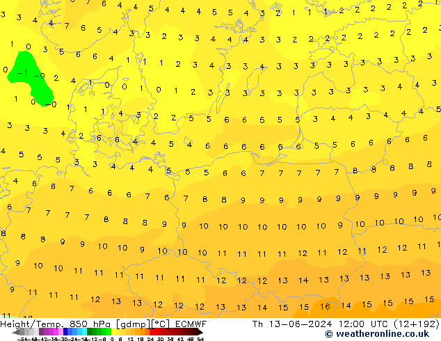 Z500/Rain (+SLP)/Z850 ECMWF Qui 13.06.2024 12 UTC