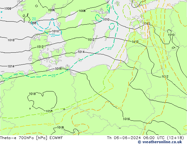 Theta-e 700hPa ECMWF czw. 06.06.2024 06 UTC