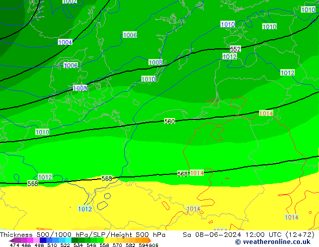 Thck 500-1000hPa ECMWF sam 08.06.2024 12 UTC